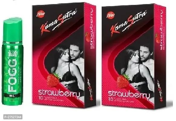 Fogg nice 25ml  strawberry condoms 2 pics -20 sheets ( pack of 3 )-thumb0