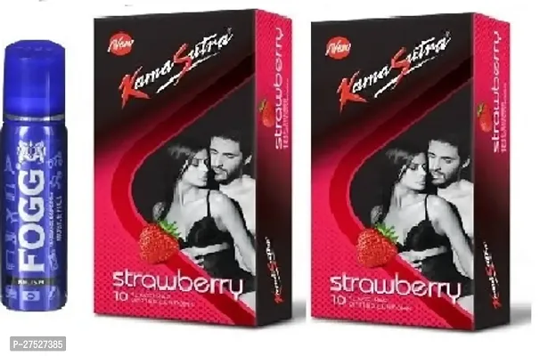 Fogg Relish 25ml   strawberry condoms 2 pics -20 sheets  ( pack of 3 )