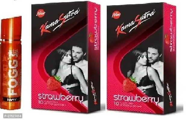 Fogg Happy 25ml  strawberry condoms 2 pics -20 sheets ( pack of 3 )-thumb0