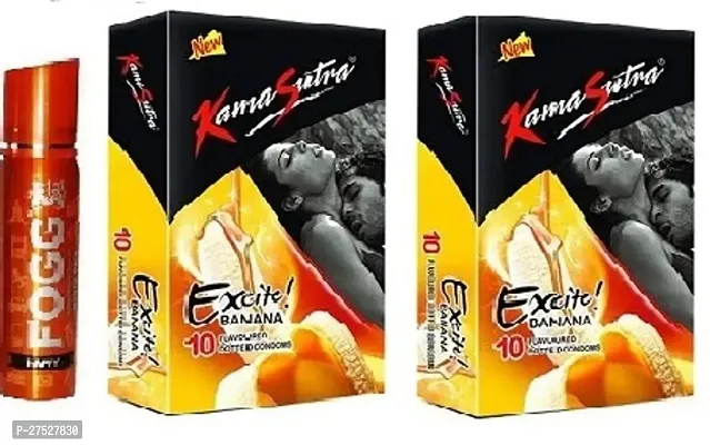 Fogg happy 25ml  kamasutra banana 2 pics 20 sheets condoms ( pack of 3 )-thumb0