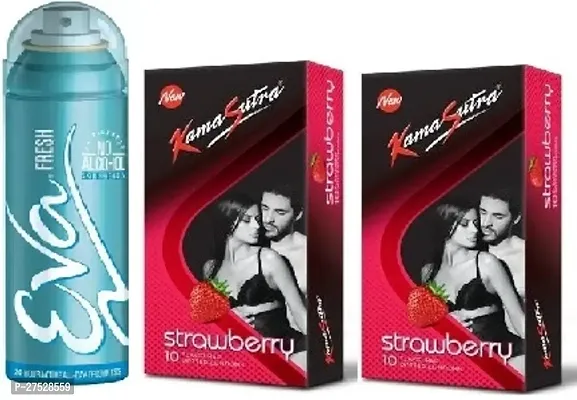 Eva Fresh 40ml  kamasutra strawberry 2 pics - 20 sheets ( pack of 3 )