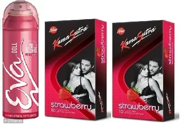 Eva Doll 40Ml Kamasutra Strawberry 2 Pics-20 Sheets -Deo +With Condoms ( Pack Of 3 )-thumb0