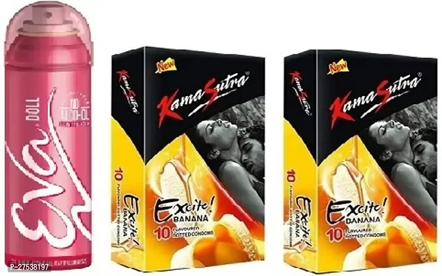 Eva Doll 40Ml Kamasutra Banana 2 Pics-20 Sheets -Perfume With Condoms ( Pack Of 3 )