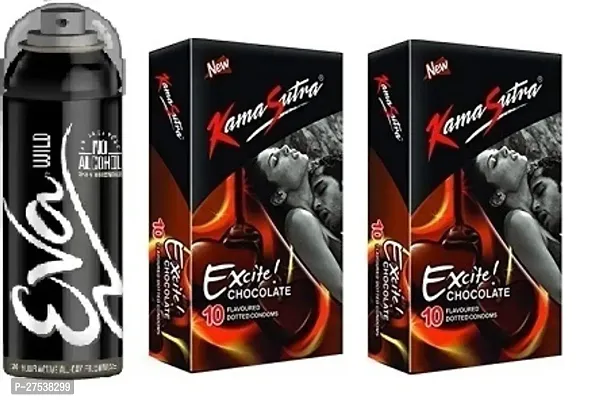 Eva Wild 40Ml Kamasutra Choclate 2 Pics-20 Sheets -Perfume With Condoms ( Pack Of 3 )