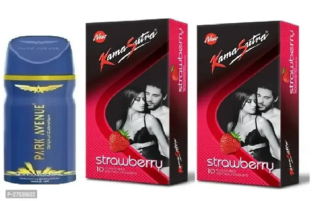 Good morning 40ml  kamasutra strawberry 2 pics -20 sheets perfume with condoms ( pack of 3 )