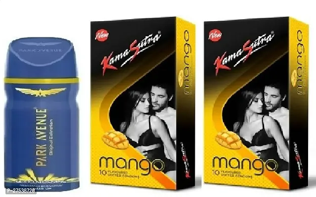 Good Morning 40Ml  Kamasutra Mango 2 Pics - 20 Sheets  Perfume With Condoms ( Pack Of 3 )