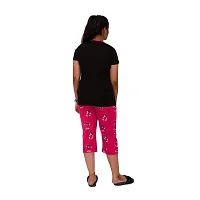 PYF Stylish T-Shirt and Capri bottom Black Looks Fashionable and Trendy and Stylish and Joyful Purpose 13-14 Years-thumb1