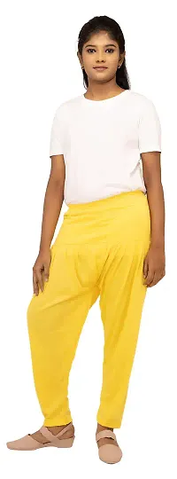 Combo of 3 Semi Patiala for Girls/Comfy Kids Patiyala/Latest Kids Patiyala 5-14 Years (Yellow, Tomato Red and Rani, 5-6 Years)-thumb1