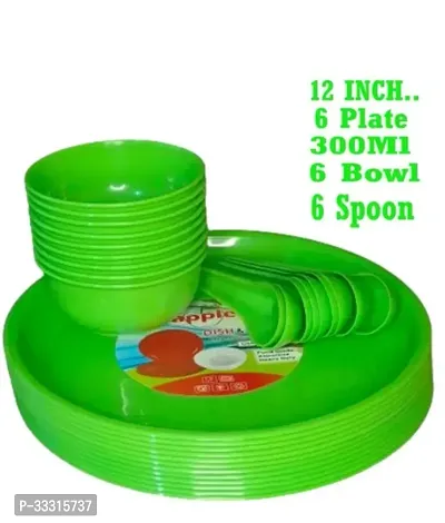 Stylish Plastic Solid Dinner Set Pack of 18pcs-thumb0