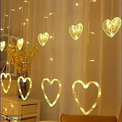 ENRICHOUR HOME - ERH 130 LED Heart Shape Curtain String Lights for Diwali Birthday Wedding DIY Room Festive Decoration (Heart)