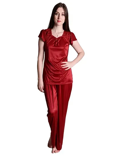 Beautiful Satin Solid Nighty For Women