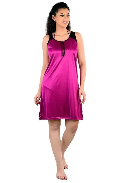 Beautiful Satin Solid Nightdress For Women