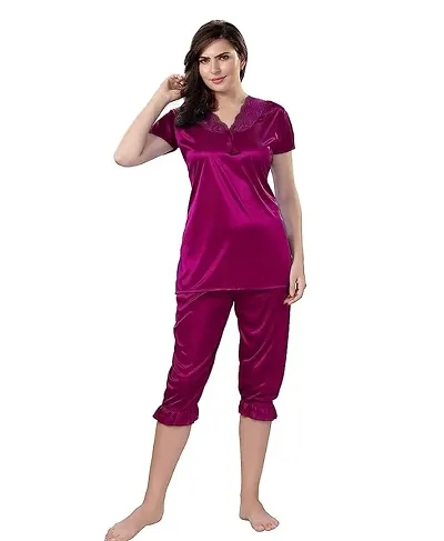 Beautiful Satin Solid Nighty For Women