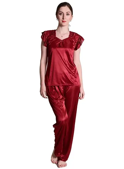 Beautiful Satin Solid Nighty For Women