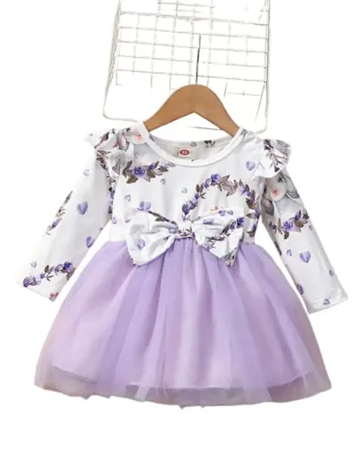 PAMBERSTON Baby Girl Tutu Dress Long Sleeve Bow Tulle Princess Flower Girls Dresses for Infant Toddler Wedding Birthday Tea Party Dress