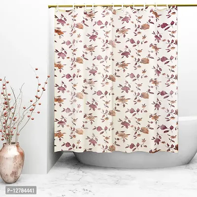 Kuber Industries Floral PVC Shower Curtain with 8 Hooks - 54""x84"", Multicolour-thumb0