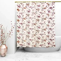 Kuber Industries Floral PVC Shower Curtain with 8 Hooks - 54""x84"", Multicolour-thumb1