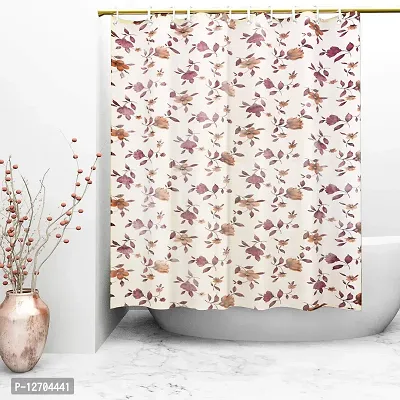 Kuber Industries Floral PVC Shower Curtain with 8 Hooks - 54""x84"", Multicolour-thumb2