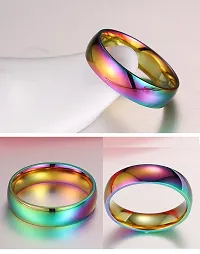 Yellow Chimes Rings for Women Unique Rainbow Colors Never Fading Titanium Steel Multicolor Ring for?Women and Girls-thumb1