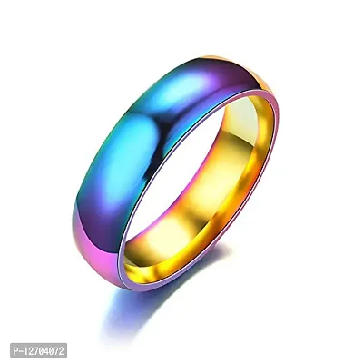 Yellow Chimes Rings for Women Unique Rainbow Colors Never Fading Titanium Steel Multicolor Ring for?Women and Girls-thumb0