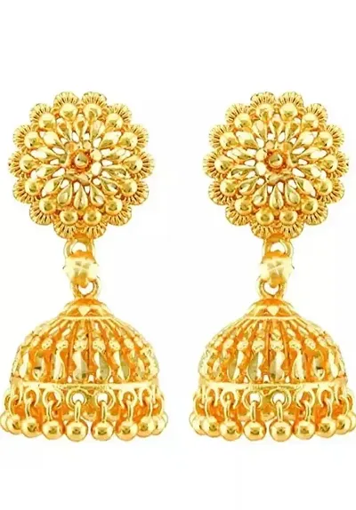 Fashionable Golden Brass Jhumkas For Women