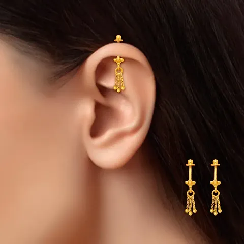 Stylish Brass Golden Drop Earring For Women