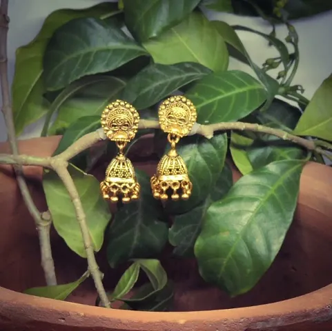 Trendy Looking Micron Plated Golden Jhumkas