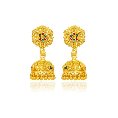 Stylish Brass Golden Jhumkas For Women
