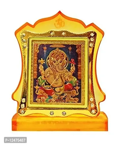 JMStore Ganesh Murti Ganesh Idol for Car Dashboard Ganesh Statue Ganesh Murti Gold Plated Acrylic Frame Lord Ganpati Diwali Gifts Home Decor Murti