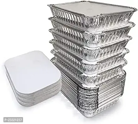 Aluminium Silver Foil Container 750ml, Food Storage/Parcel Disposable Containers With Lid (25 Pieces / 750 ml)