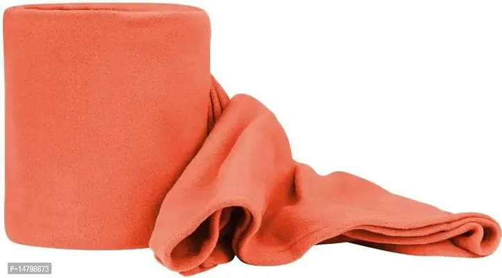 Neeshaa? Plain Polar Fleece Single Bed Blanket Warm Soft  Comfortable for Winter / AC Room / Hotel / Donation / Travelling_Size - 60*90 inch, Color-Orange-thumb2