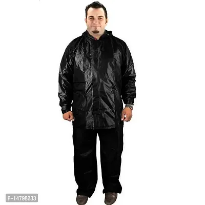 Neekshaa Lightweight Waterproof Raincoat set of Top  Bottom for Men's with hood (Black  Blue)