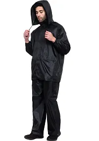 Neekshaa Raincoat for Men Waterproof Raincoat with Hood Raincoat for Men Bike Rain Suit Rain Jacket Suit with Storage Bag Size-M (Black)-thumb2