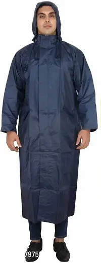 Neekshaa Men's Solid Rain Coat/Overcoat with Hoods and Side Pockets, 100% Waterproof Raincoat
