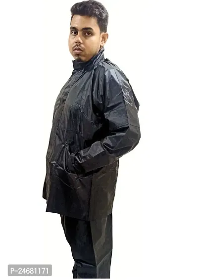 Neekshaa Men  Women Raincoat, Rainwear, Barsaati, Overcoat with Hood, Side Pockets 100% Waterproof Portable Rain Suit Size-L (Blue)-thumb2