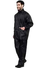 Neekshaa Raincoat for Men Waterproof Raincoat with Hood Raincoat for Men Bike Rain Suit Rain Jacket Suit with Storage Bag Size-L (Black)-thumb4