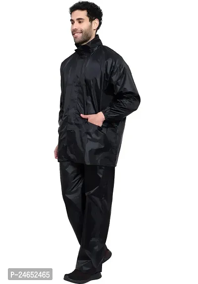 Neekshaa Raincoat for Men Waterproof Raincoat with Hood Raincoat for Men Bike Rain Suit Rain Jacket Suit with Storage Bag Size-L (Black)-thumb5