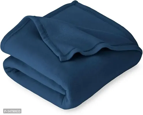 Neekshaa All Season Multipurpose Plain Fleece Polar Single Bed Light Weight Blanket, Color- Blue (228 x 152 cm)-thumb0