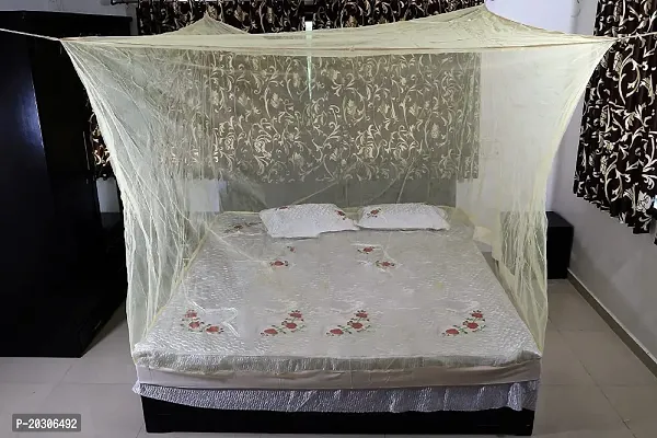 Neekshaa Mosquito Net for Double Bed Nylon Mosquito Net for Baby, Bedroom | Family_Size-6x6 FT_Color-Yellow-thumb0