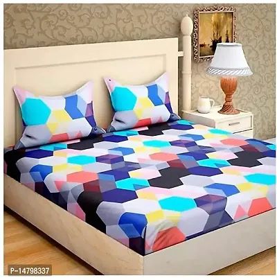 3D Polycotton Double Bed Bedsheet With Two Pillow Covers Size 90 X 90 Inch Football Design