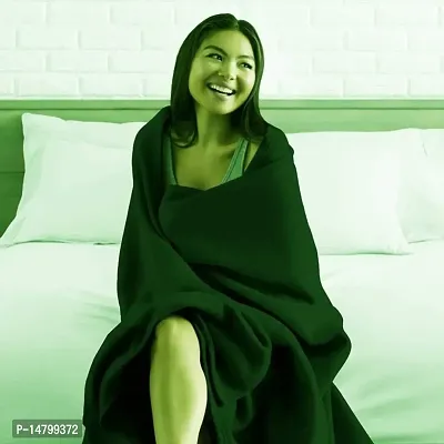 Neeshaa? Fleece Polar Single Bed Ac Blanket / Bedsheet for All Season, Color- Green (228 x 152 cm)-thumb4