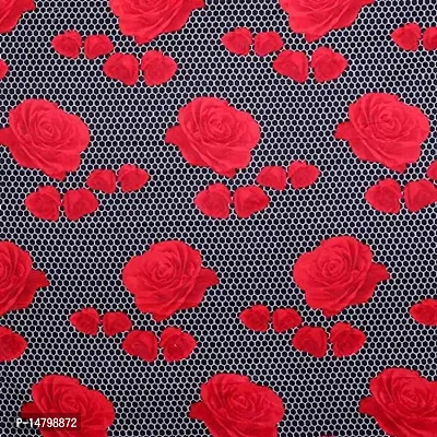 Neekshaa 3D Polycotton Double Bed bedsheet with Two Pillow Cover_Size-88 * 88 inch (Black and Red Flower Design)-thumb3