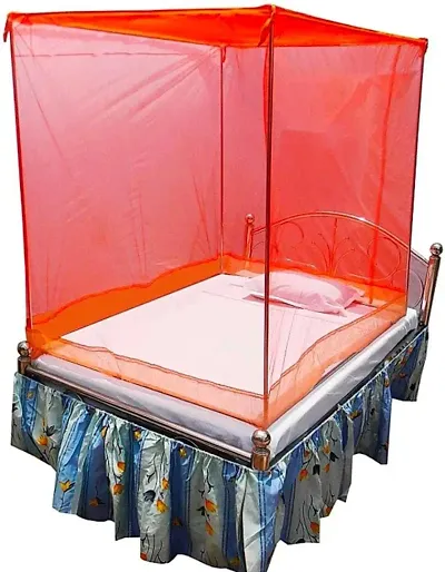 ALOZER Mosquito Net Single Bed Size-4X6 Comfortable for Family, Foldable Machardani Nylon Full Air Flies and Other Insects Protect Mosquitoes 60 Inch (Red)