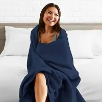 Neekshaa All Season Multipurpose Plain Fleece Polar Single Bed Light Weight Blanket, Color- Blue (228 x 152 cm)-thumb3