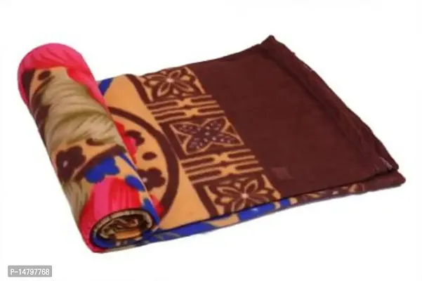 Neekshaa Single Bed Floral Printed Polar Fleece Blanket_Size - 60*90 inch, Color-Brown-thumb0
