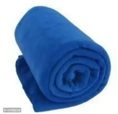Neeshaa? Fleece Polar Single Bed Ac Blanket / Bedsheet for All Season, Color- Blue (228 x 152 cm)-thumb0