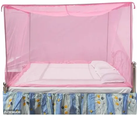 Neekshaa Mosquito Net for Double Bed Nylon Mosquito Net for Baby, Bedroom, Family_Size-6x6 FT_Color-Pink-thumb0