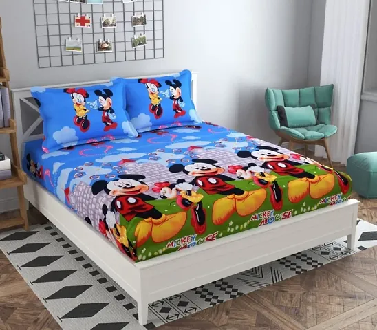Neekshaa 3D Polycotton Double Bed Bedsheet with Two Pillow Covers_Size-90 * 90 inch