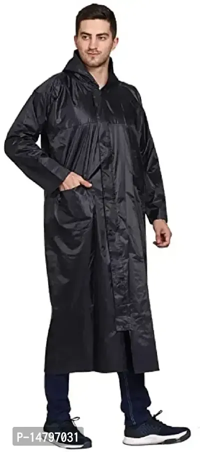 Neekshaa Men's Solid Raincoat/Overcoat with Hoods and Side Pockets, 100% Waterproof Raincoat-thumb3