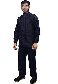 Neekshaa Men Rainwear Men Raincoat Set Coat with Pant Waterproof with Adjustable Hood Rainsuit Size-M (Blue)-thumb1